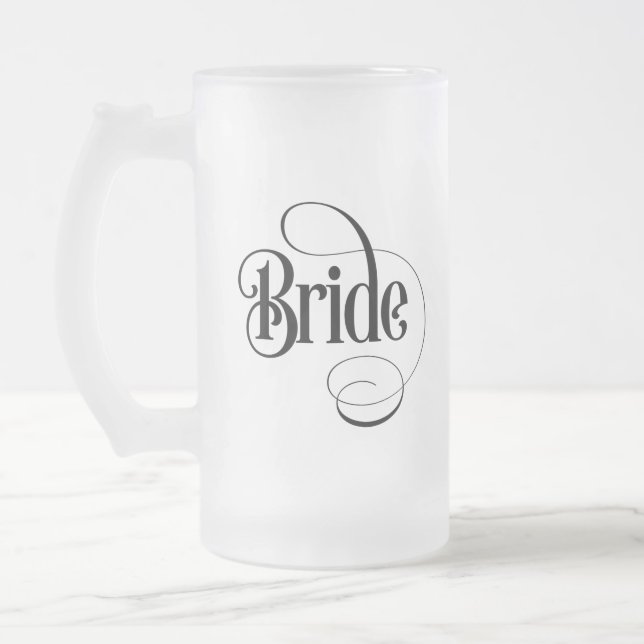 Bride (design 2) Frosted Glass Beer Mug (Left)