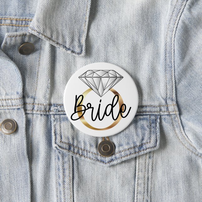 Bride Diamond Gold Engagement Ring 7.5 Cm Round Badge (In Situ)
