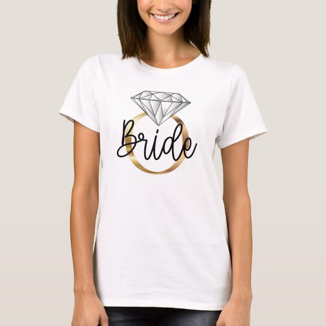 Bride Diamond Gold Engagement Ring  T-Shirt (Front)
