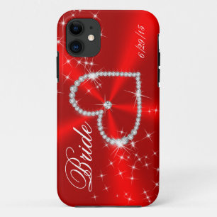 BRIDE - DIAMOND HEART ON RED SATIN iPhone 11 CASE