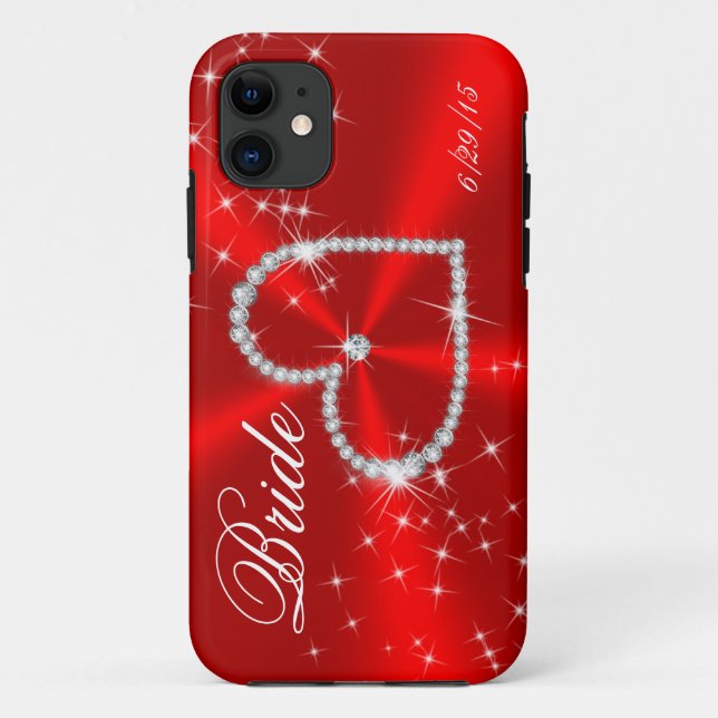 BRIDE - DIAMOND HEART ON RED SATIN Case-Mate iPhone CASE (Back)