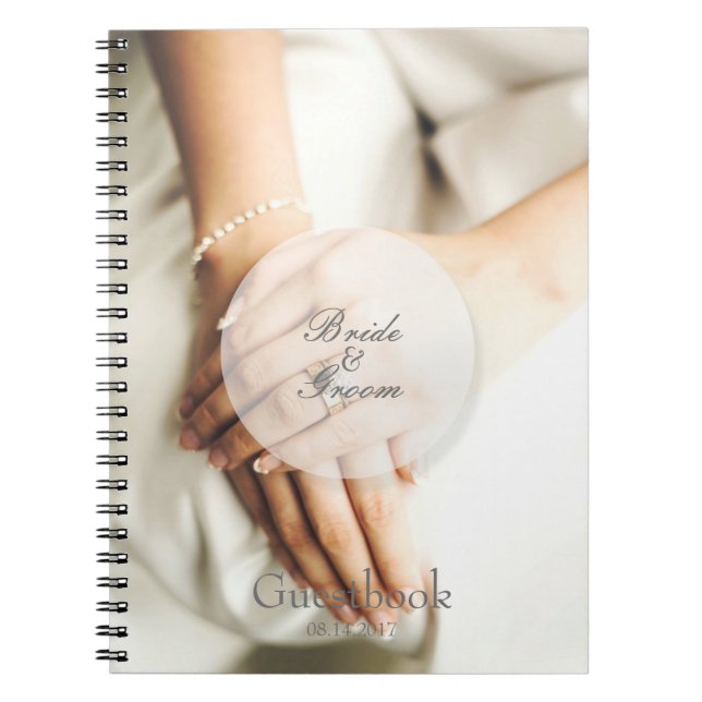 Bride diamond ring editable wedding guest book (Front)
