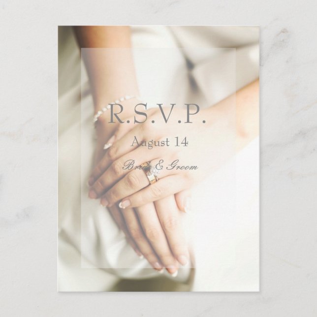 Bride Diamond Ring Wedding RSVP Invitation Postcard (Front)