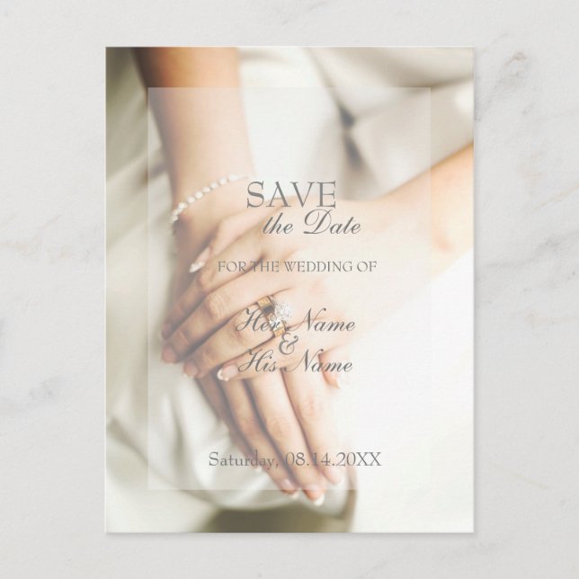 Bride Diamond Ring Wedding Save the Date Announcement Postcard (Front)