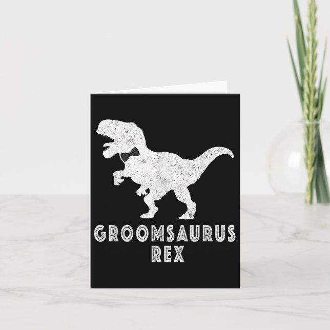 Bride Dinosaur Rex Groomsaurus Groom Engagement  Card (Front)