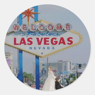 Bride Dragging Groom Las Vegas Sign Sticker
