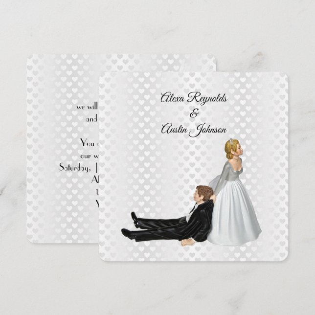 Bride Dragging The Groom Wedding Humor Invitation (Front/Back)