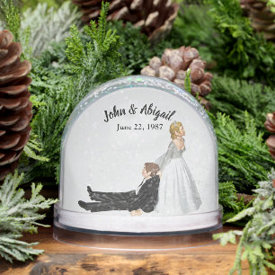Bride Dragging the Reluctant Groom Snowglobe