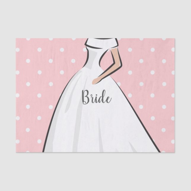 Bride Dress Elegant Wedding Party Polka Dots Art Tissue Paper (Front)