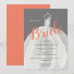 Bride dress wedding shower invitation