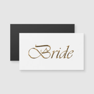 Bride Elegant gold script chic white magnetic card
