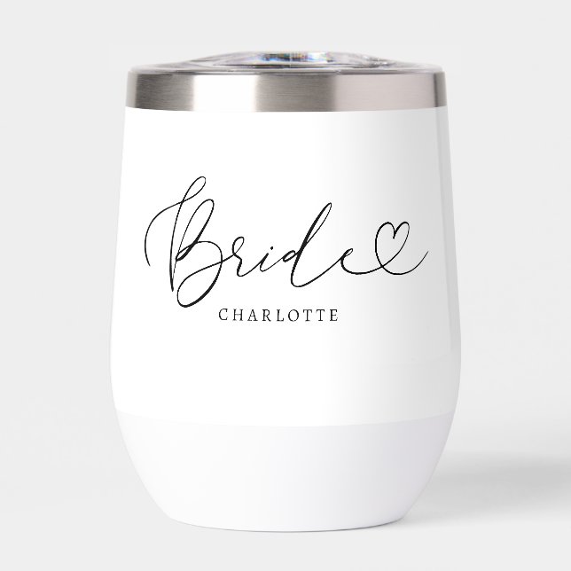 Bride | Elegant Script with Trendy Heart (Front)