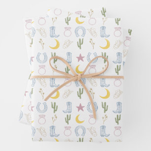 Bride ‘Em Cowgirl Southwestern Wedding Wrapping Paper Sheet