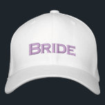 Bride Embroidered Cap<br><div class="desc">Adjustable cap with embroidered text 'Bride'. Fully customizable! Change the text,  font style and thread color to your liking by using the "Customize it!" button on the page. You may even add additional text! Perfect for engagements,  bridal shower,  wedding day and honeymoon.</div>