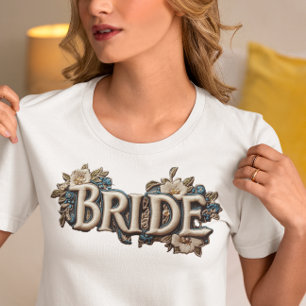 Bride Embroidered Faux Patch Floral Tri-Blend Shirt