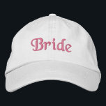 Bride Embroidered Hat : white with pink lettering<br><div class="desc">Bride Embroidered Baseball Cap by Called.  Fun for a Bachelorette Party! Shown is the white cap with pink embroidered lettering. :: Fully customisable.  Other hat colours and styles available.</div>