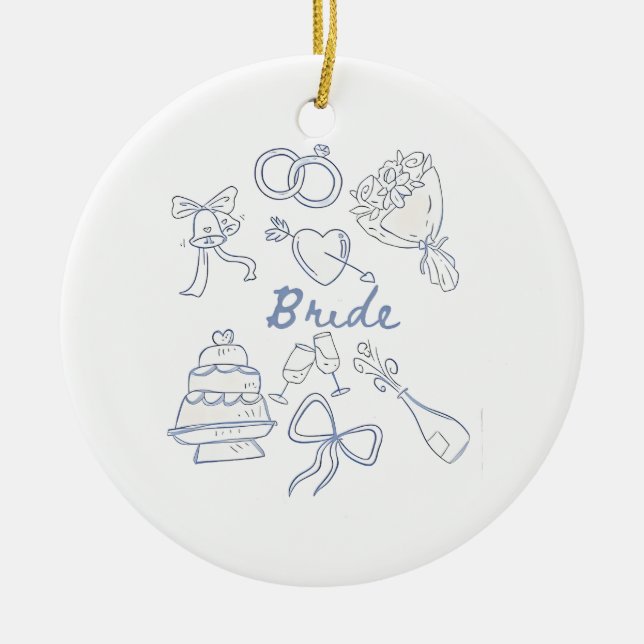 Bride Engagement Wedding Couples Husband Wife Ceramic Tree Decoration (Front)