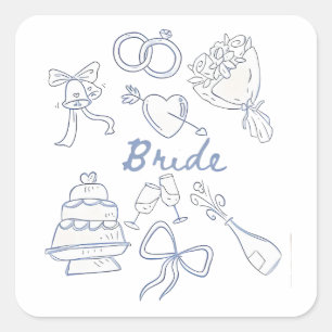 Bride Engagement Wedding Couples Husband Wife Square Sticker