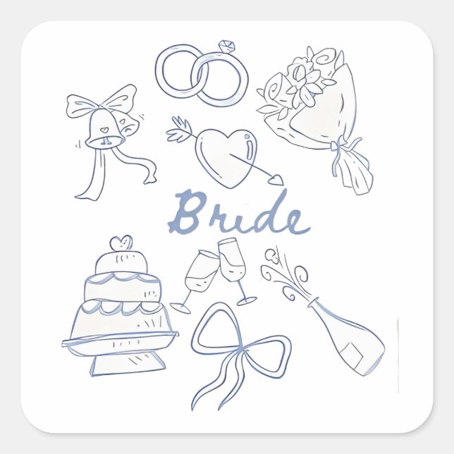Bride Engagement Wedding Couples Husband Wife Square Sticker (Front)