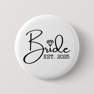 Bride Est. 2025 Married Wedding Bridal Party Bache 6 Cm Round Badge