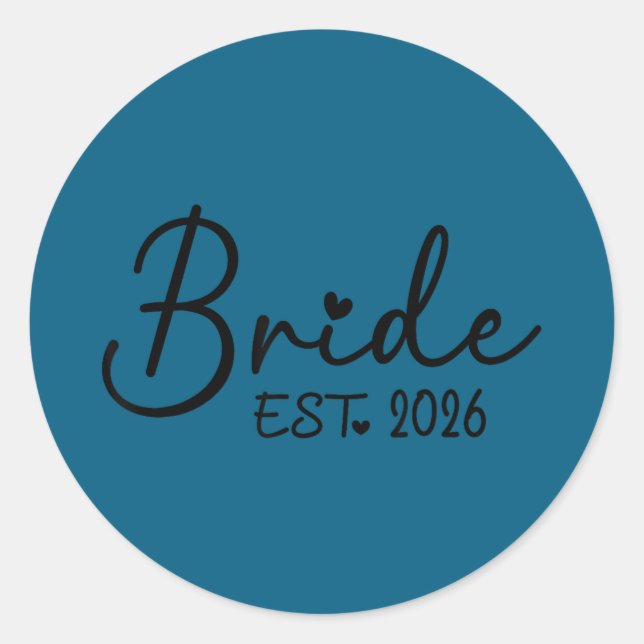 Bride est 2026 matching bride groom 2026 classic round sticker (Front)