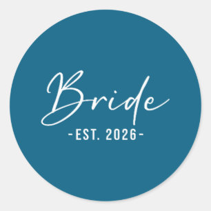 Bride est 2026 matching getting ready bride groom classic round sticker
