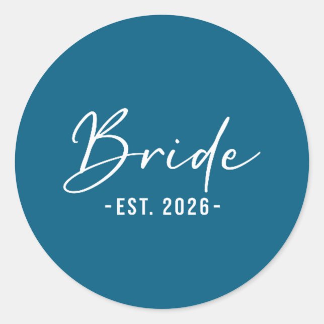 Bride est 2026 matching getting ready bride groom classic round sticker (Front)