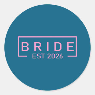 Bride est 2026 matching getting ready bride groom classic round sticker