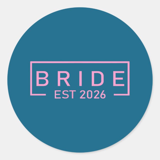 Bride est 2026 matching getting ready bride groom classic round sticker (Front)