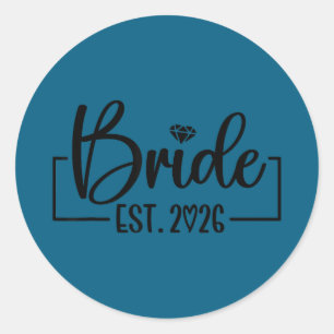 Bride est 2026 matching getting ready bride groom classic round sticker