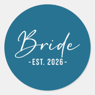Bride est 2026 matching getting ready bride groom classic round sticker