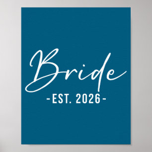 Bride est 2026 matching getting ready bride groom poster