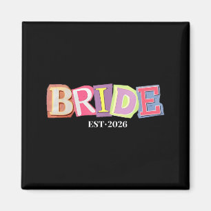 Bride Est 2026 Retro Married Wedding Bridal Magnet