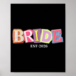 Bride Est 2026 Retro Married Wedding Bridal Poster