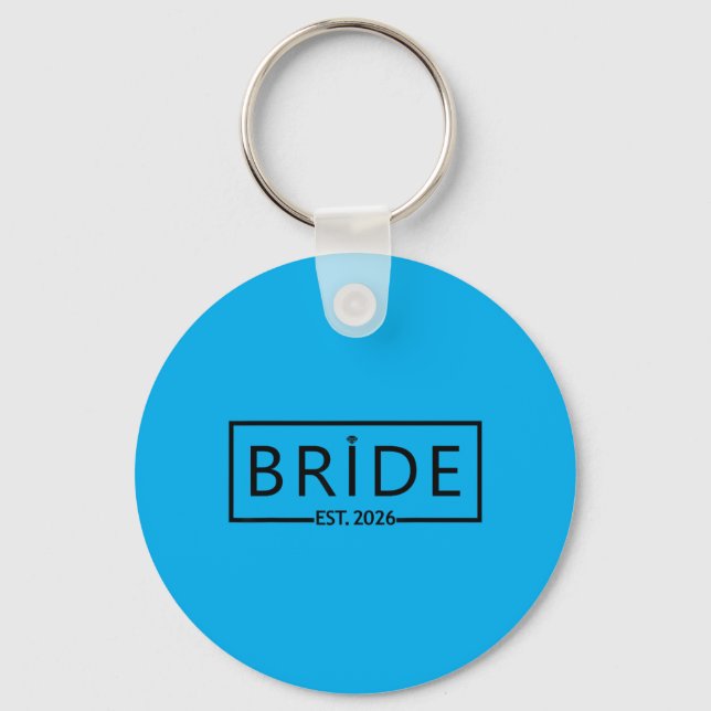 Bride Est 2026 Wedding Bridal Shower Bachelorette Key Ring (Front)