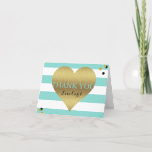 Bride & Family Gold Heart Teal Blue Personalised Card