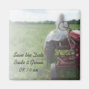 Bride Farm Tractor Country Wedding Save the Date Magnet