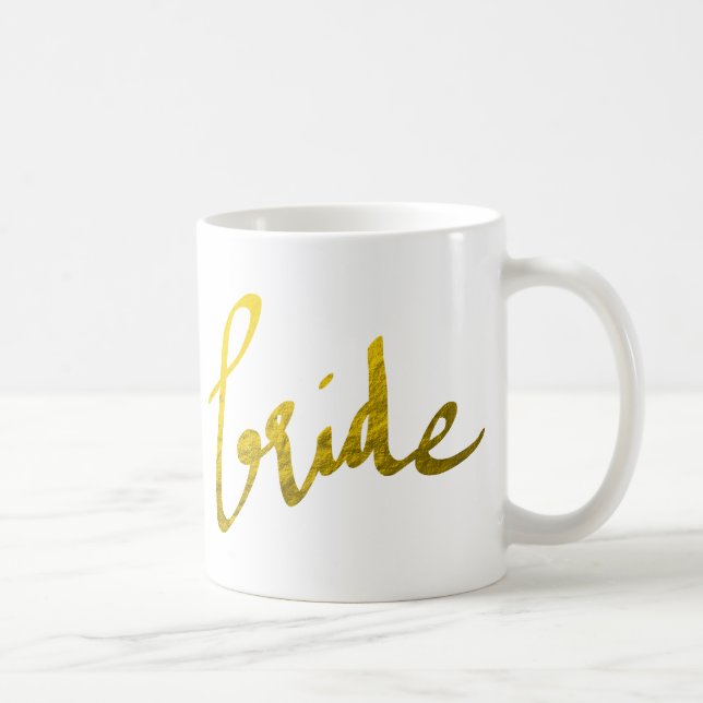 Bride Faux Gold Foil Modern Typography Script Coffee Mug (Right)