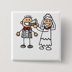 Bride Feeds Groom 15 Cm Square Badge