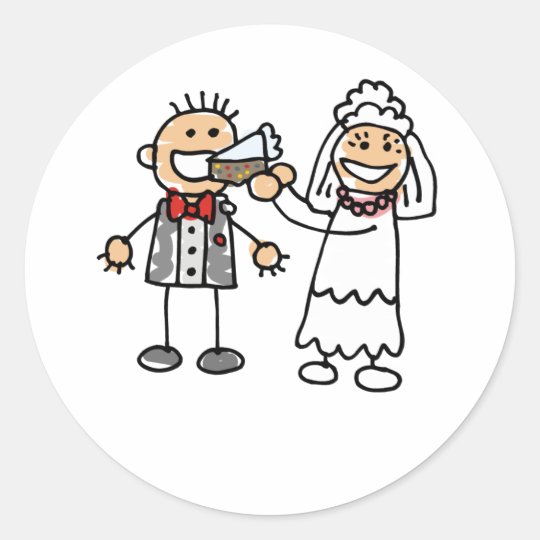 Bride Feeds Groom Classic Round Sticker