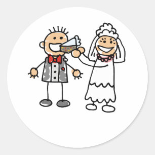 Bride Feeds Groom Classic Round Sticker