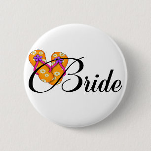 Bride Flip Flop Orange 6 Cm Round Badge