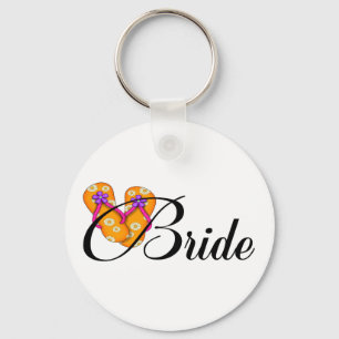 Bride Flip Flop Orange Key Ring