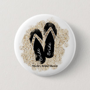 Bride Flip Flop Sandals Summer Beach Bridal Shower 6 Cm Round Badge