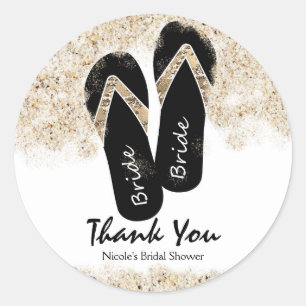 Bride Flip Flop Sandals Summer Beach Bridal Shower Classic Round Sticker
