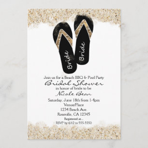 Bride Flip Flop Sandals Summer Beach Bridal Shower Invitation