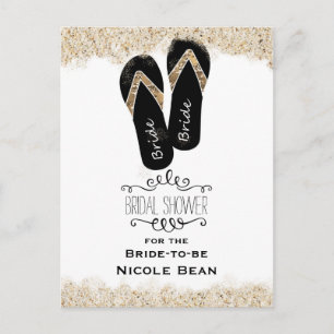 Bride Flip Flop Sandals Summer Beach Bridal Shower Invitation Postcard