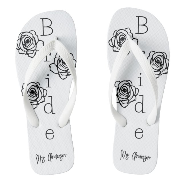 Bride Flip=Flops with Custom Name Flip Flops (Footbed)