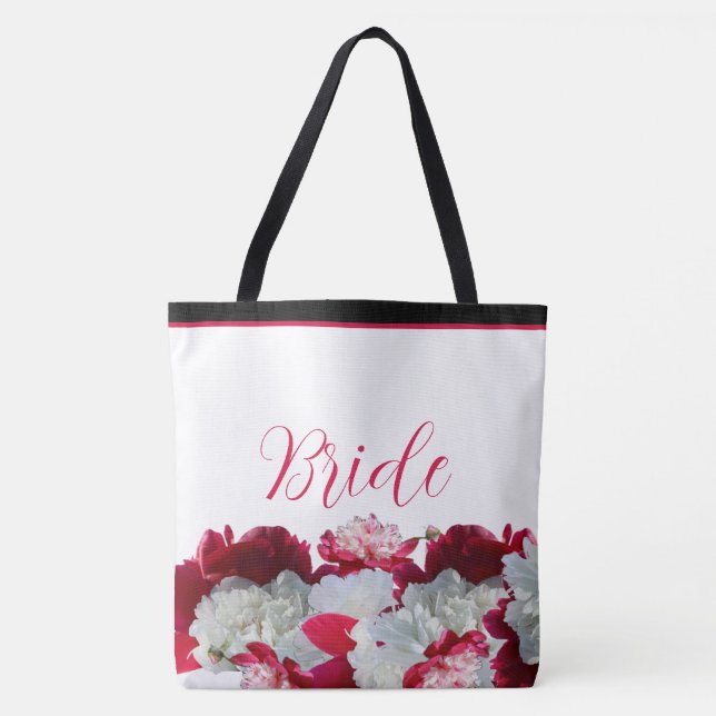 Bride Floral Peonies multi Print Tote Bag (Front)