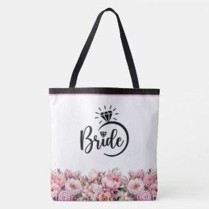 Bride Floral Peonies Print Tote Bag